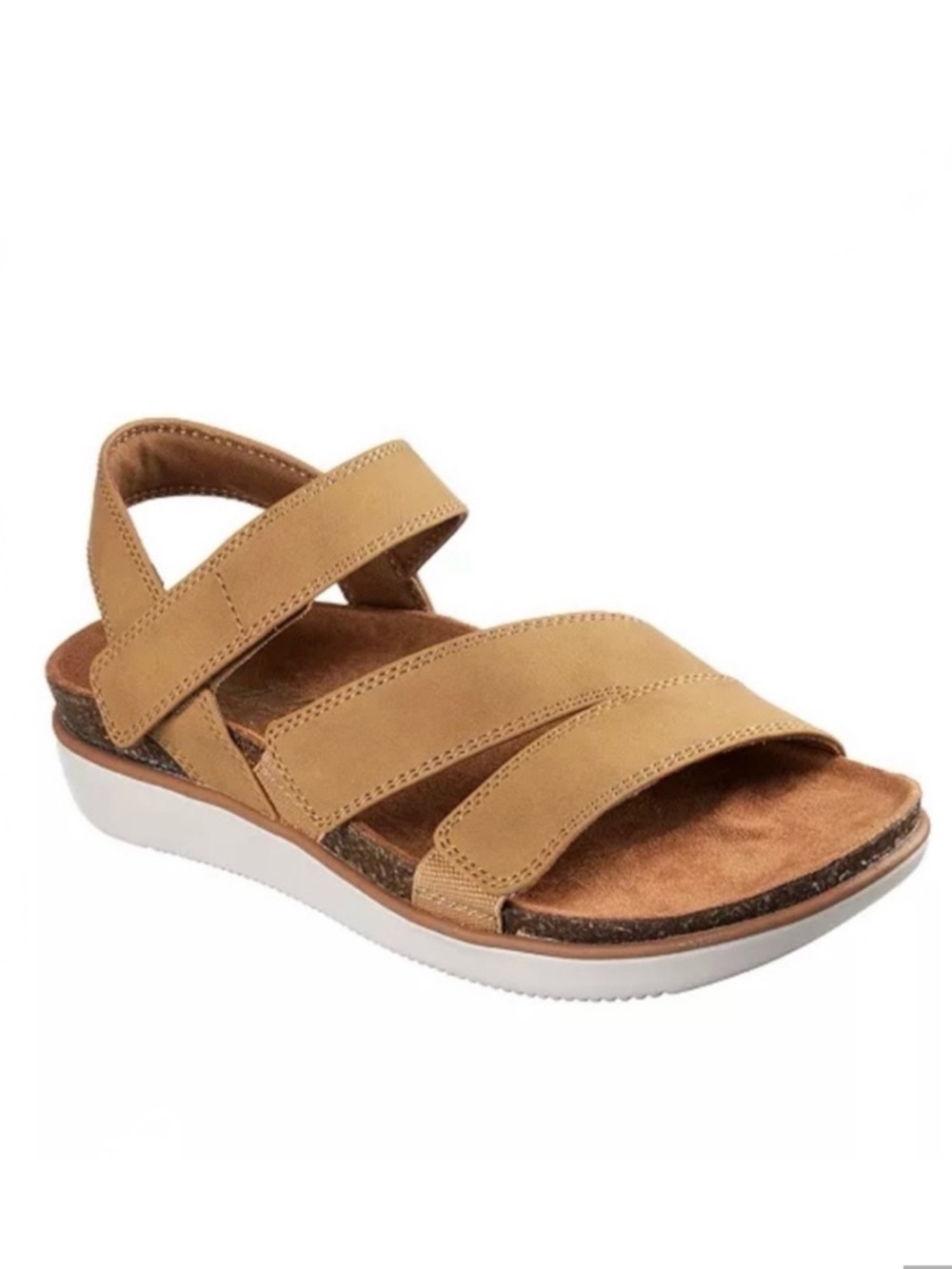SKECHERS TAN LIFTED COMFORT SANDALS